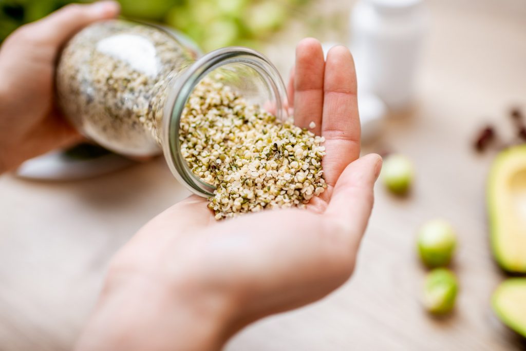 Hemp seeds with food ingredients