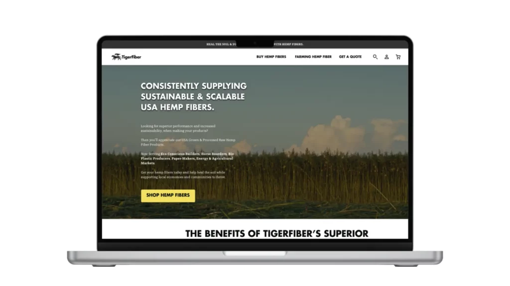 Homepage of TigerFiber Hemp